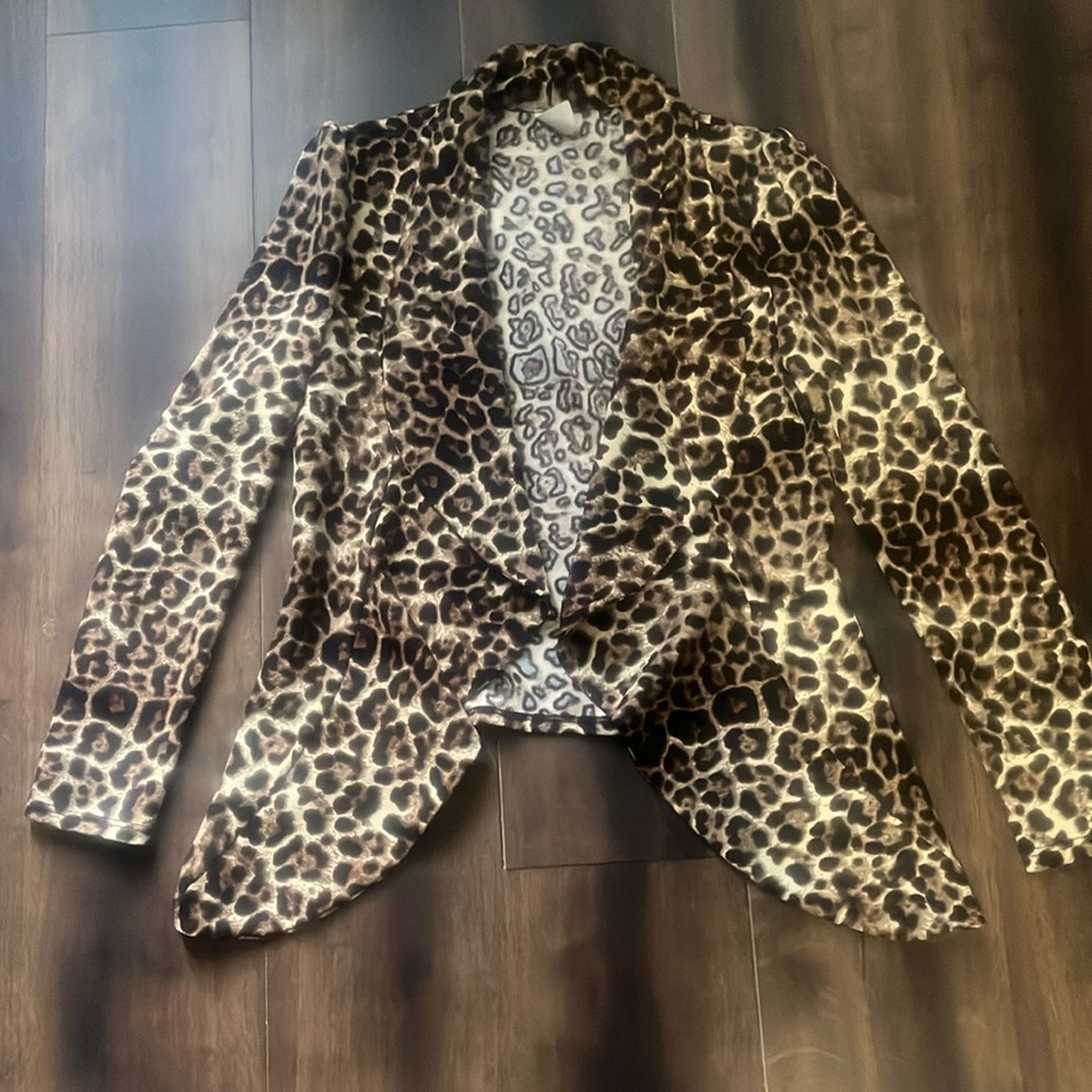 Leopard print blazer-style cardigan